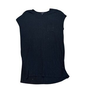 Topshop ribbed cap sleeve black top GD